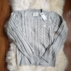 NWT Abercrombie Puff Sleeve Cable Crew Sweater